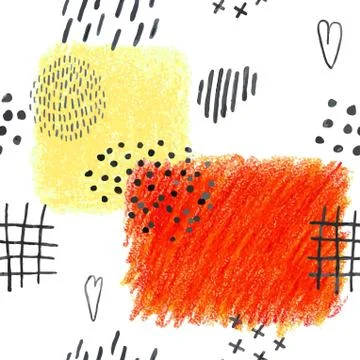 Seamless pattern with hand drawn abstract lpencil spots, doodles Stock Illustration