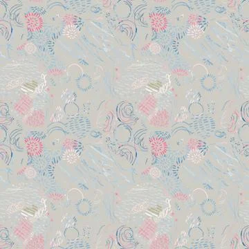Seamless pattern with hand drawn abstract lines, doodles Illustrazione stock