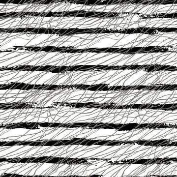 Seamless pattern with hand drawn abstract horisontal lines, doodles Stock Illustration