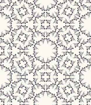 Seamless pattern. Hand drawn abstract winter snowflakes. Stylish crystal stars Stock Illustration