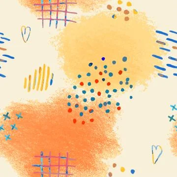 Seamless pattern with hand drawn abstract lpencil spots, doodles 스톡 일러스트