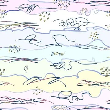 Seamless pattern with hand drawn abstract lines, doodles 스톡 일러스트