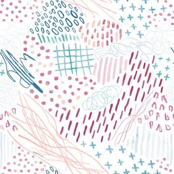 Seamless pattern with hand drawn abstract lines, doodles 스톡 일러스트