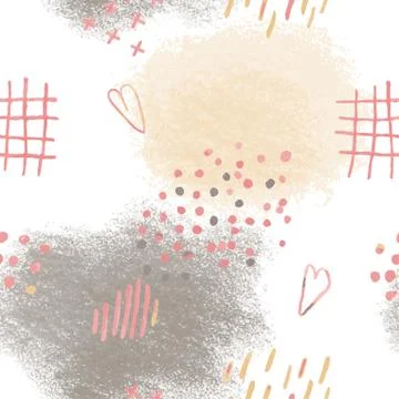 Seamless pattern with hand drawn abstract lpencil spots, doodles Stock Illustration