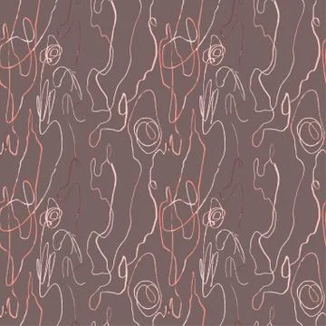 Seamless pattern with hand drawn abstract lines, doodles Stock Illustration