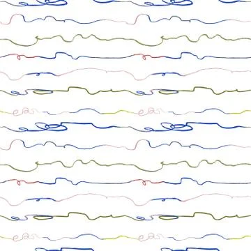 Seamless pattern with hand drawn abstract horisontal lines, doodles Illustrazione stock
