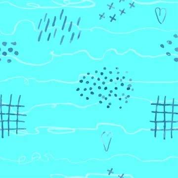 Seamless pattern with hand drawn abstract lines, doodles Stock Illustration