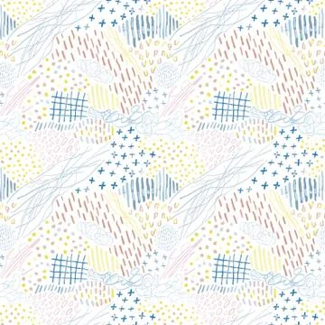 Seamless pattern with hand drawn abstract lines, doodles 스톡 일러스트
