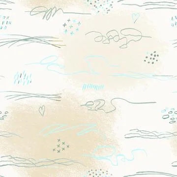 Seamless pattern with hand drawn abstract lpencil spots, doodles Stock Illustration