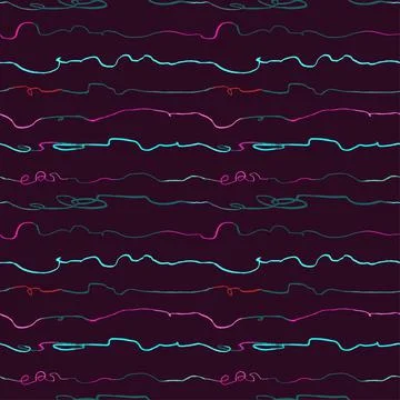 Seamless pattern with hand drawn abstract horisontal lines, doodles イラスト素材