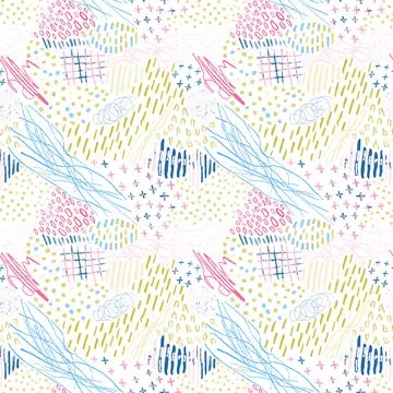 Seamless pattern with hand drawn abstract lines, doodles 스톡 일러스트