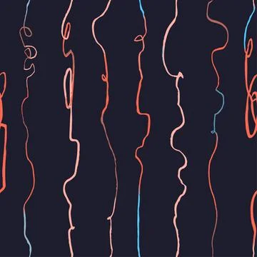 Seamless pattern with hand drawn abstract vertical lines, doodles 스톡 일러스트