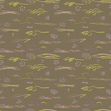 Seamless pattern with hand drawn abstract lines, doodles イラスト素材