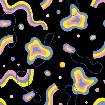 Seamless pattern with hand drawn abstract shapes and doodles. Stock Illustration