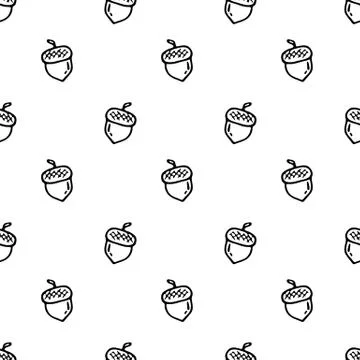 Seamless pattern Hand drawn acorn doodle. Sketch Back to school, icon. Decora 스톡 일러스트