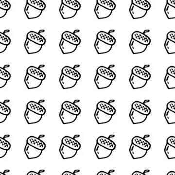 Seamless pattern Hand drawn acorn doodle. Sketch Back to school, icon. Decora 스톡 일러스트