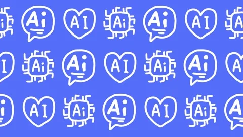Seamless pattern of hand-drawn AI microchip processor, artificial intelligence 動画素材 343080443