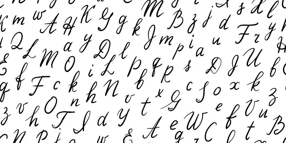 Seamless pattern with hand drawn alphabet script letters. Modern brush callig Illustrazione stock