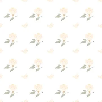 Seamless pattern of hand drawn angels and birds. cute pattern for children's Stock Illustration