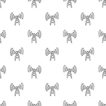 Seamless pattern hand drawn antenna. Doodle black sketch. Sign symbol. Decora Stock Illustration