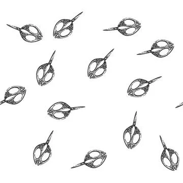 Seamless pattern Hand drawn antique decorative tailoring embroidery scissors Stock Illustration