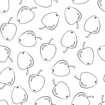 Seamless pattern with hand drawn apples on white background Hand drawn fruit Illustrazione stock