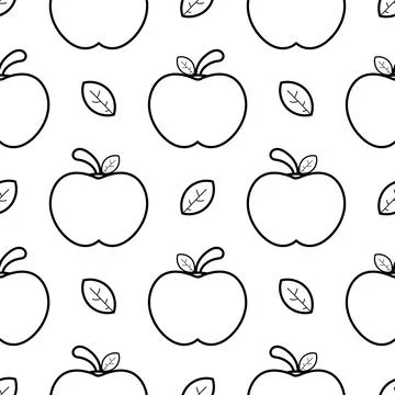 Seamless pattern of hand drawn apples Stock Illustration