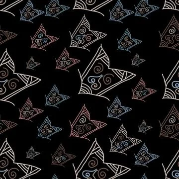Seamless pattern with hand-drawn arrows on black background Stock Illustration