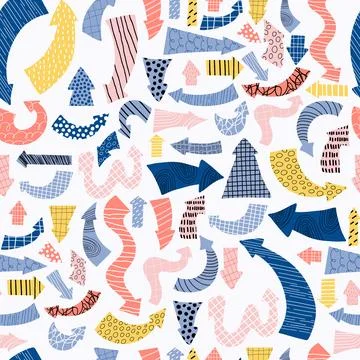 Seamless pattern with Hand Drawn arrows on white background. Vector illustr.. Stock Illustration