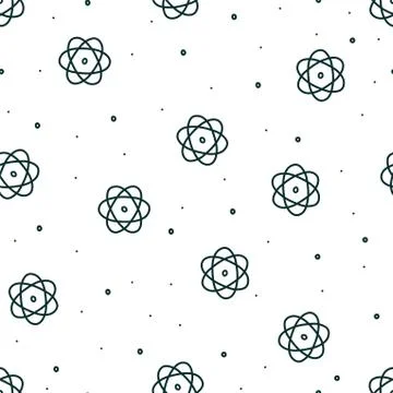 Seamless pattern with hand drawn atom in doodle style. Vector illustration Stock Illustration