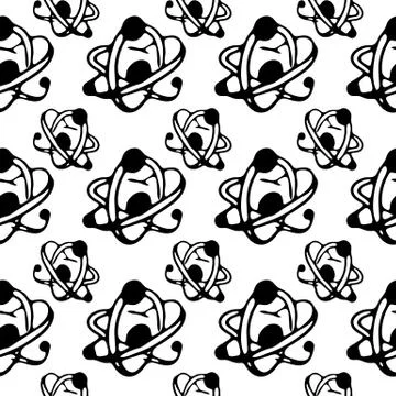Seamless pattern Hand drawn atom doodle. Sketch Back to school, icon. Decorat Stock Illustration