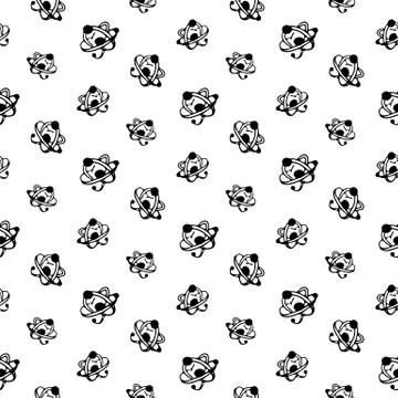 Seamless pattern Hand drawn atom doodle. Sketch Back to school, icon. Decorat Illustrazione stock