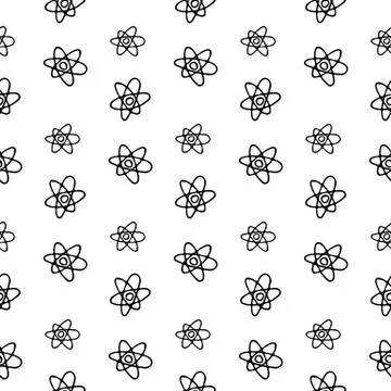 Seamless pattern Hand drawn atom doodle. Sketch Back to school, icon. Decorat Illustrazione stock