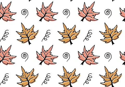 Seamless pattern hand-drawn autumn leaves on a white background 스톡 일러스트