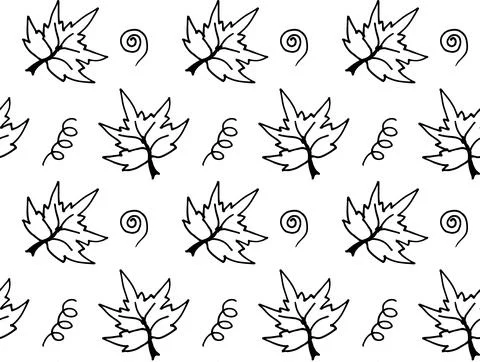 Seamless pattern hand-drawn autumn leaves on a white background Stock Illustration