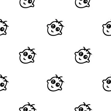 Seamless pattern Hand drawn baby's face doodle. Sketch children's toy icon. D Stock Illustration