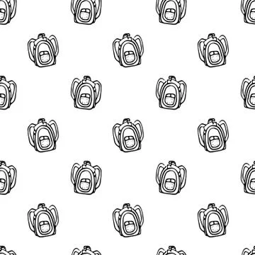 Seamless pattern Hand drawn backpack doodle. Sketch Back to school, icon. Dec 库存插图