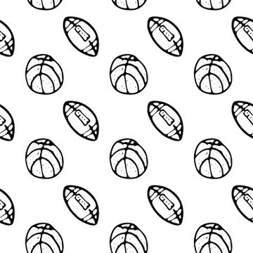 Seamless pattern Hand drawn ball doodle. Sketch Back to school, icon. Decorat Stock Illustration