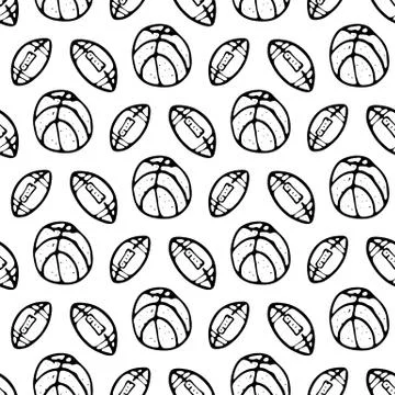 Seamless pattern Hand drawn ball doodle. Sketch Back to school, icon. Decorat Stock Illustration