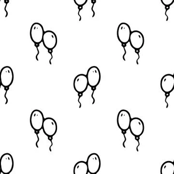 Seamless pattern Hand drawn ballons doodle. Sketch children's toy icon. Decor Illustrazione stock