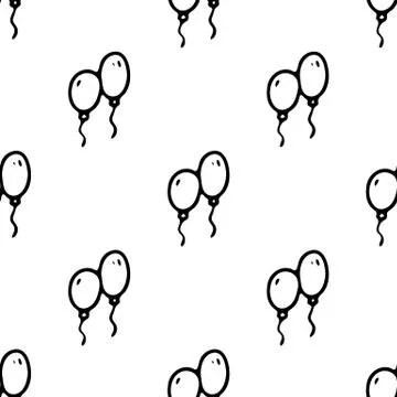 Seamless pattern Hand drawn ballons doodle. Sketch children's toy icon. Decor Illustrazione stock
