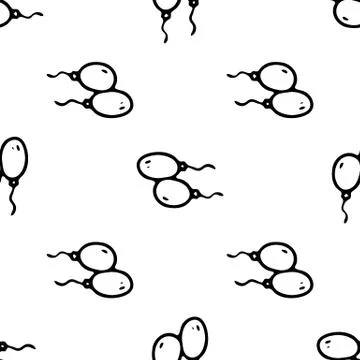Seamless pattern Hand drawn ballons doodle. Sketch children's toy icon. Decor Stock Illustration
