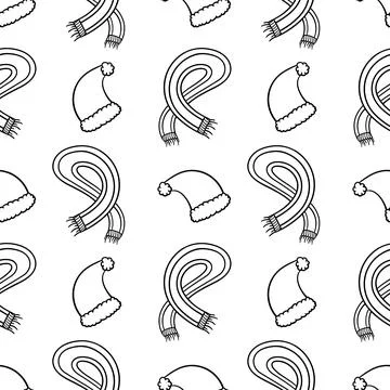 Seamless pattern hand drawn beanie and scarf Stock-Illustration