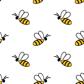 Seamless pattern with hand drawn bee. Vector Stock Illustration