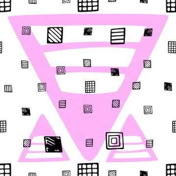 Seamless pattern with hand drawn black square Stock Illustration