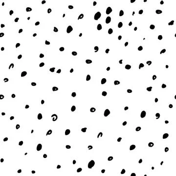 Seamless pattern with hand drawn black dots on white background. Polka texture イラスト素材