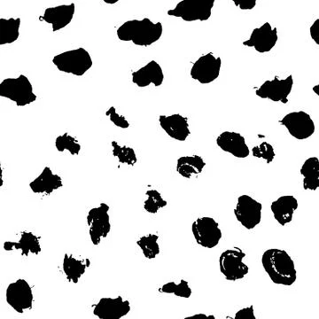 Seamless pattern with hand drawn black dots on white background. Polka texture Illustrazione stock