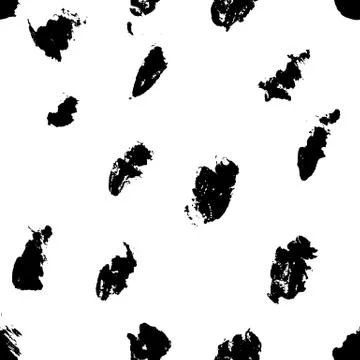 Seamless pattern with hand drawn black dots on white background. Polka texture イラスト素材