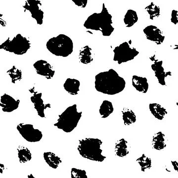 Seamless pattern with hand drawn black dots on white background. Polka texture 스톡 일러스트