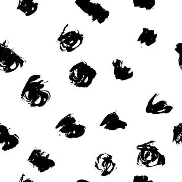 Seamless pattern with hand drawn black dots on white background. Polka texture イラスト素材